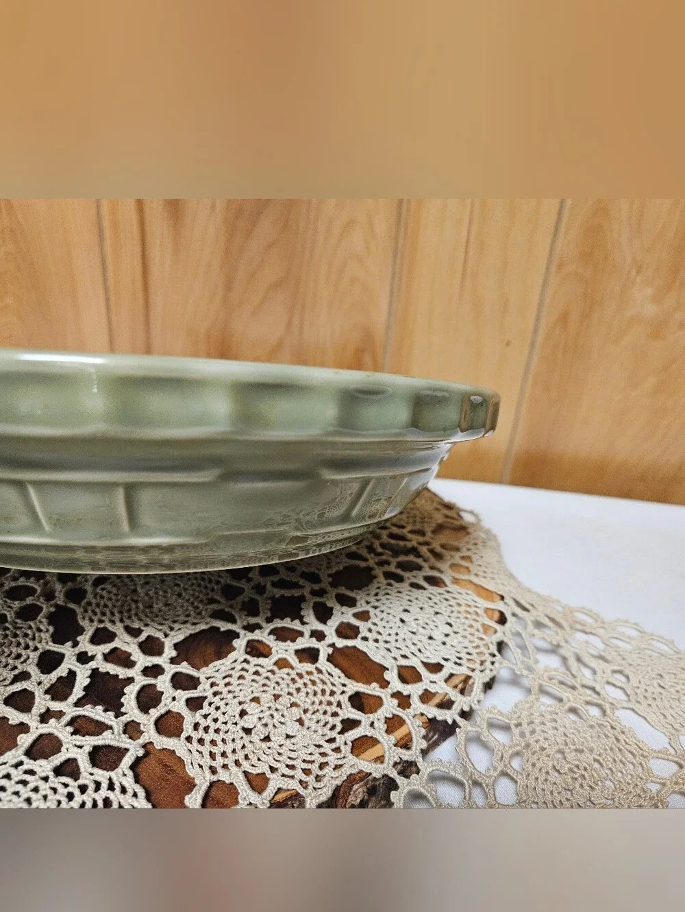 Longaberger Woven Traditions Sage Green Pie Dish/Plate 10 1/4